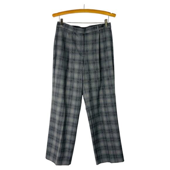 Liz Claiborne grey blue plaid preppy high waisted academia trouser pants 8P - Picture 1 of 6